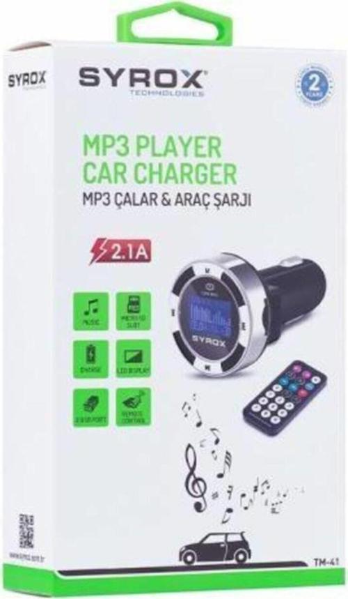 Mp3-hafıza Kart-usb Fm Transmitter Ve Araç Şarjı 2.1a - Syx - Tm41 -