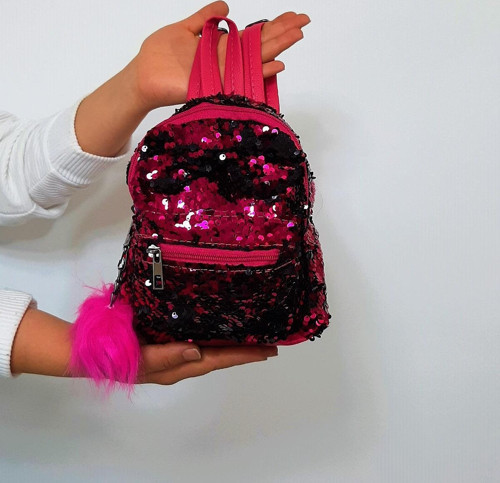 crn Fuşya Pullu Kız Çocuk Sırt Çantası (16cmx20cmx10cm)