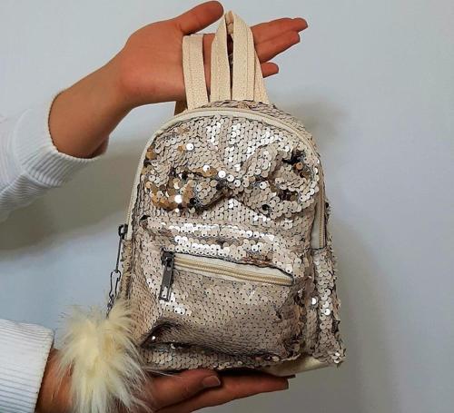 crn Krem Pullu Kız Çocuk Sırt Çantası (16cmx20cmx10cm)