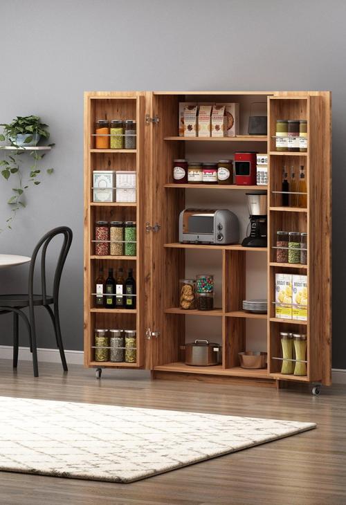 Erzak Dolabı 2 Kapaklı Tam Açılır 180 cm-Atlantik Çam