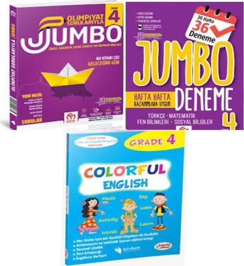 4.Sınıf Olimpiyat Sorularıyla Jumbo Soru Bankası+Tüm Dersler Deneme Ve Colorful English Grade 3