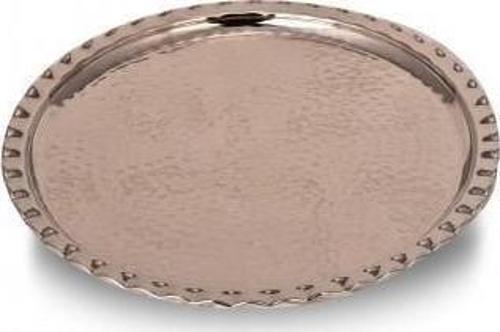 Çaldıran Yuvarlak Sunum Tepsi 34 Cm El Dövme Nikel Turna5843-2