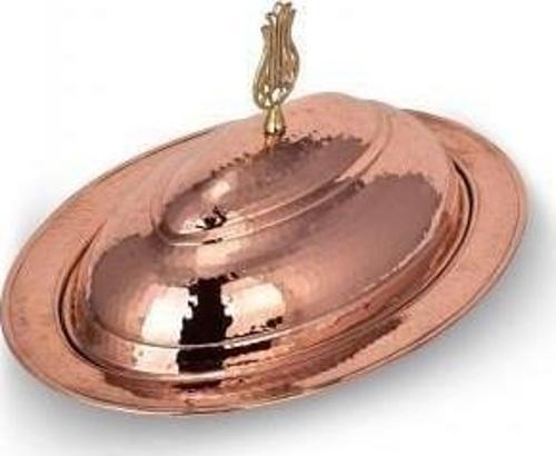 Odabaşı Özel Kapak Kayık Sunum Tabağı 37 Cm El Dövme Kırmızı Turna4404-1