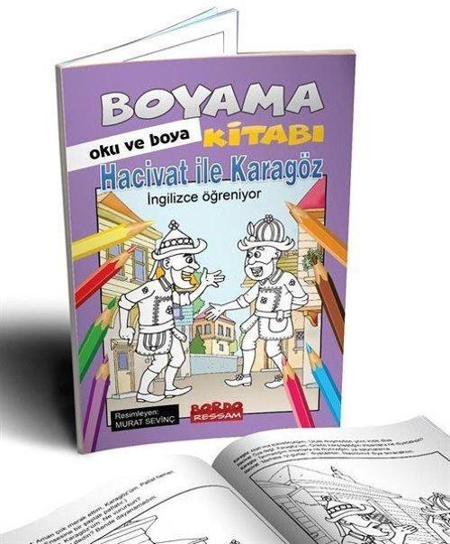 Hacivat ile Karagöz İngilizce Öğreniyor Oku ve Boya