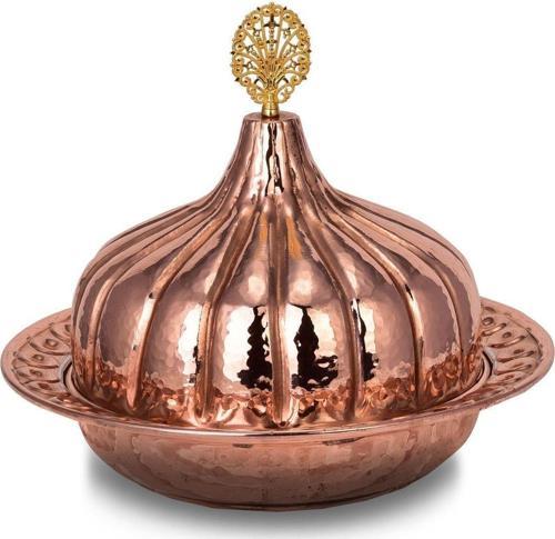 Paşaçadırı Yuvarlak Sunum Tabağı 30 Cm El Dövme Kırmızı Turna9058-1