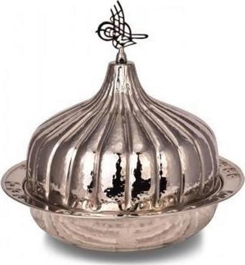 Paşaçadırı Yuvarlak Sunum Tabağı 30 Cm El Dövme Nikel Turna9058-2
