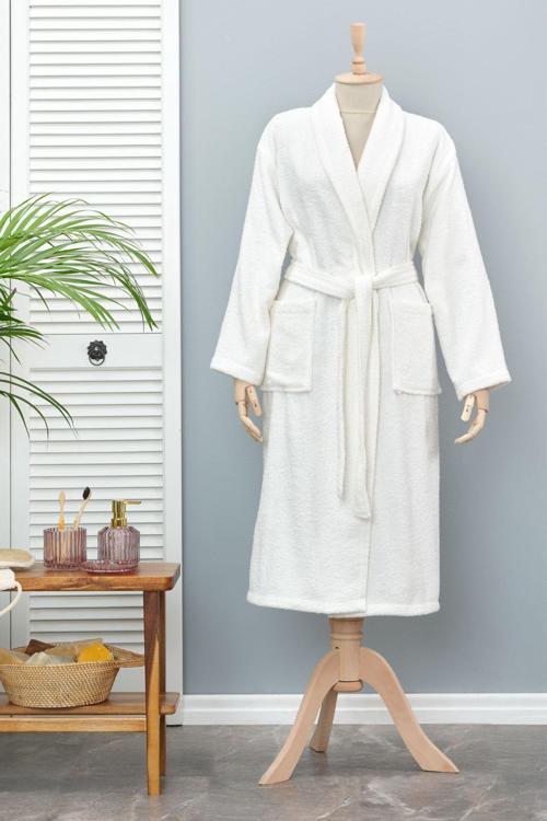 Daily Soft Off White %100 Pamuk Kadın Bornoz S/M