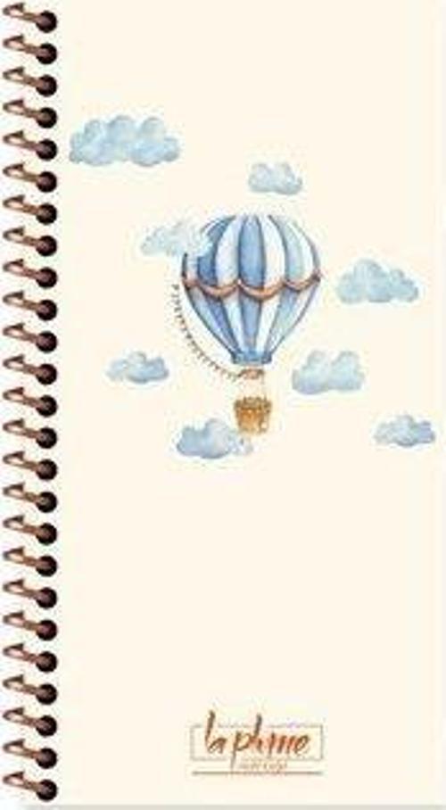 10x19 80 Yaprak Düz Spiralli Sert Kapak La Plume Balloons Defter Mavi