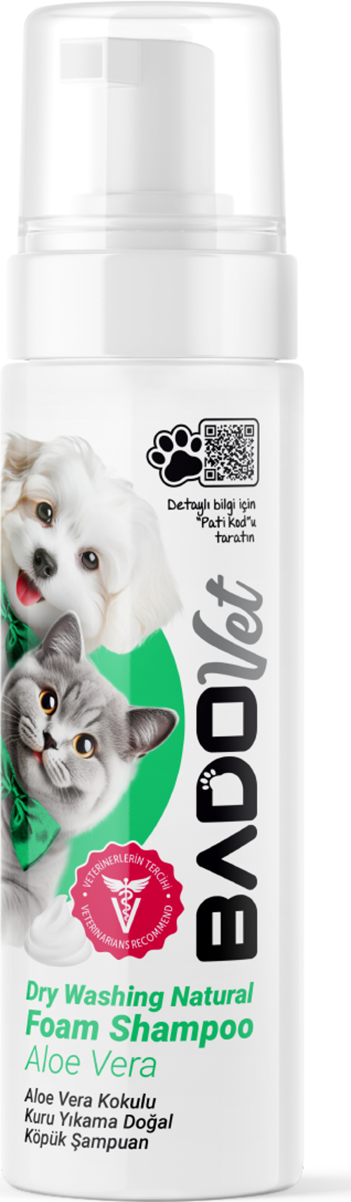 Kediler ve Köpekler İçin Aloe Vera Kokulu Kuru Yıkama Doğal Köpük Şampuan 200 Ml