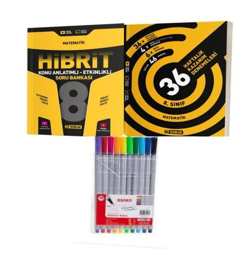 8. Sınıf Hibrit Matematik Soru Bankası Ve 36 Haftalık Kazanım Denemeleri +Fineliner Pen