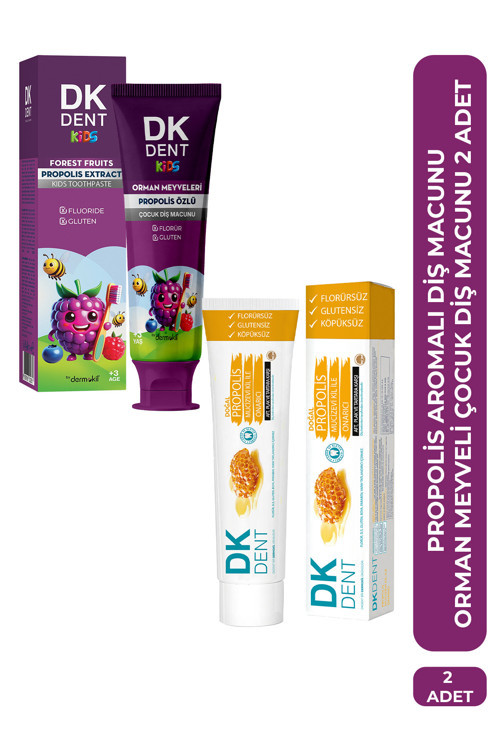 Doğal Propolis Aromalı Yetişkin Diş Macunu 75 ml + Orman Meyveli Çocuk Diş Macunu 50 ml 2'li Set