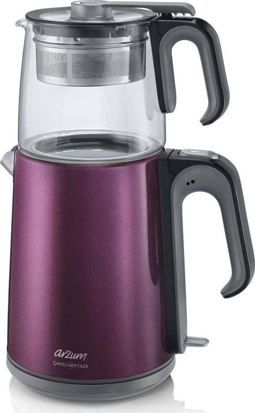 Ar3031 Çaycı Heptaze Cam Demlik Çay Makinesi - Mürdüm