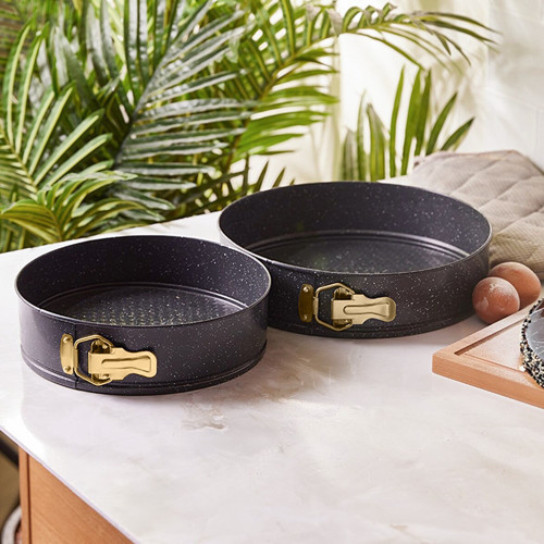 Circle 2 li Kelepçeli Kek Kalıbı Seti Gold 24-28 cm