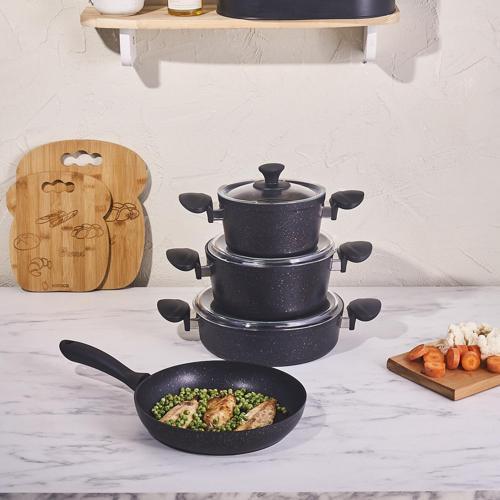 Biogranit Azelya 7 Parça Tencere Seti Blackgold