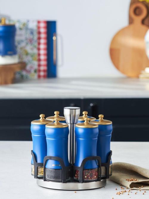 Blue Berry 7 Parça Round Cam Baharat Takımı