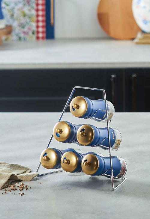 Blue Berry 7 Parça Üçgen Cam Baharat Takımı