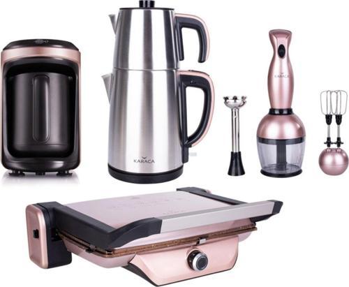 4Lü Hatır Hüp Kahve Makineli Elektrikli Çeyiz Seti Rosegold