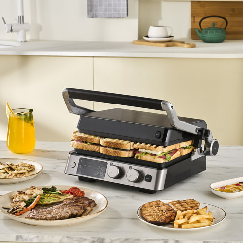 Compact Steel Sear and Grill Inox 2008 Döküm Izgara ve Tost Makinesi 6 Dilim Kapasiteli