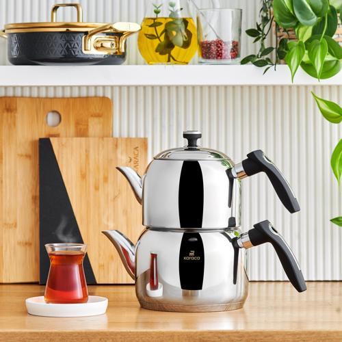 Asiye İndüksiyon Tabanlı Mini Çelik Çaydanlık Takımı