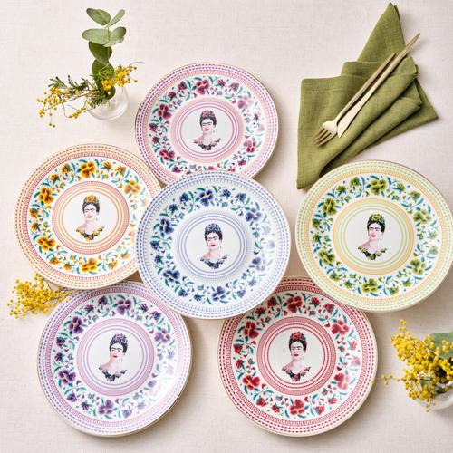 Frida Kahlo 6 Parça Porselen Pasta Seti 19 Cm