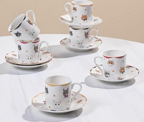 Gato 6 Kişilik Kahve Fincan Takımı 80 Ml