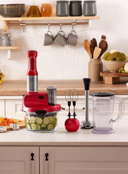Mastermaid Prosteel Cam Mutfak Robotu Uzun Blender Ayaklı 6 Bıçaklı 2500 W Imperial Red