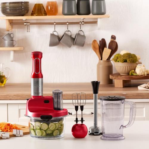 Mastermaid Prosteel Uzun Blender Ayaklı 6 Bıçaklı Cam Mutfak Robotu 2500W Imperial Red