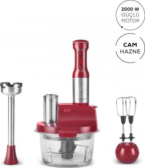 Mm Prosteel 2000W Cam Mutfak Robotu Kırmızı - Inox
