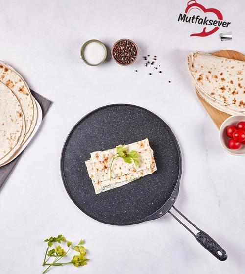Mutfaksever Biogranit Gözleme Ve Lavaş Tavası 34 Cm Grey