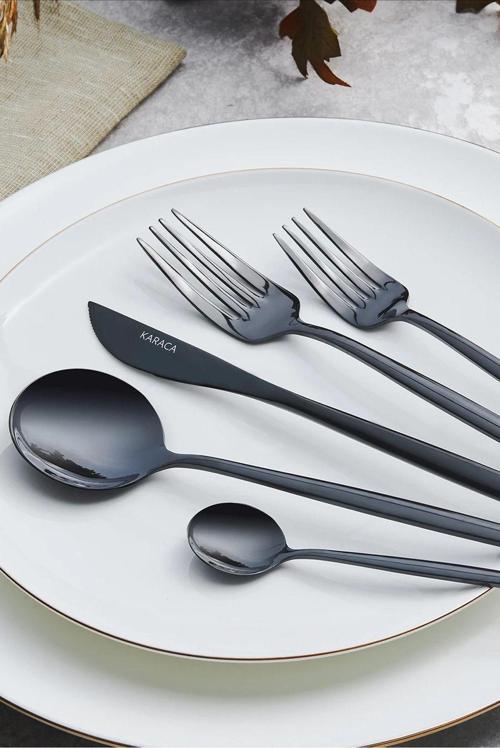 Orion Black 30 Parça 6 Kişilik Çatal Kaşık Bıçak Seti Siyah
