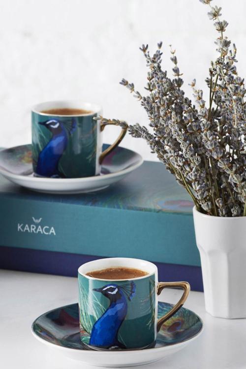 Peacock 4 Kişilik Tavuskuşlu Kahve Fincanı Takımı 90 Ml