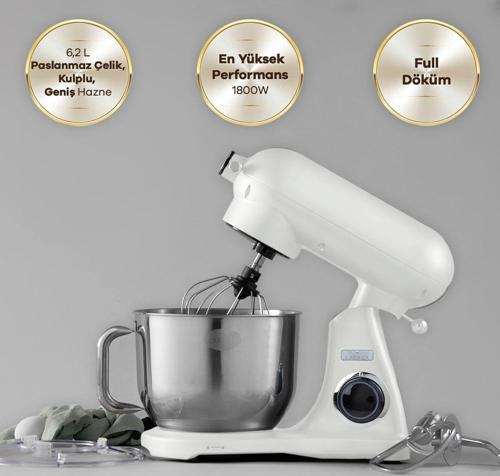 Powercast Chef Döküm Stand Mikser Cream Mutfak Şefi 1800W 6,2 Lt