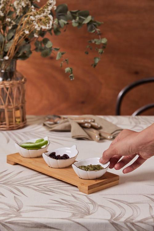 Sandal 3'Lü Çerezlik Ve Bambu Servislik