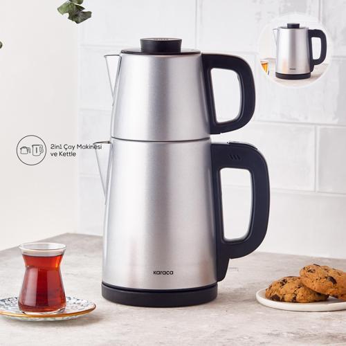 Tea Break 2 in 1 Çelik Su Isıtıcı Çay Makinesi Silver Inox