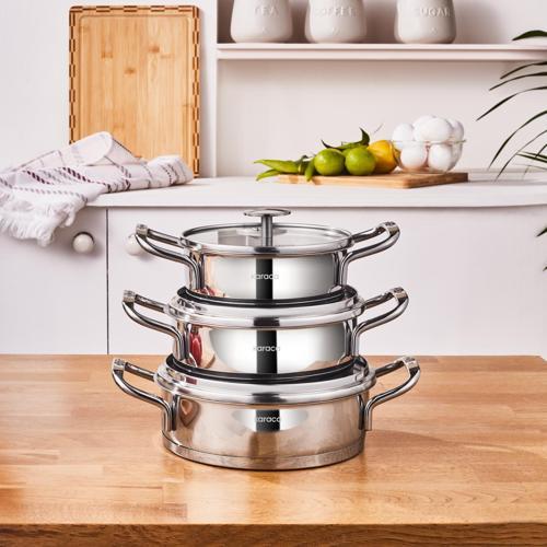 Vapor New İndüksiyon Tabanlı 6 Parça Çelik Sahan Set