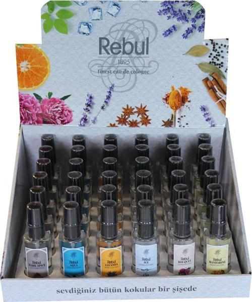 50 ml Sprey Kolonya Standlı 36 Adet ( 6 Çeşit x 6 şar Adet )