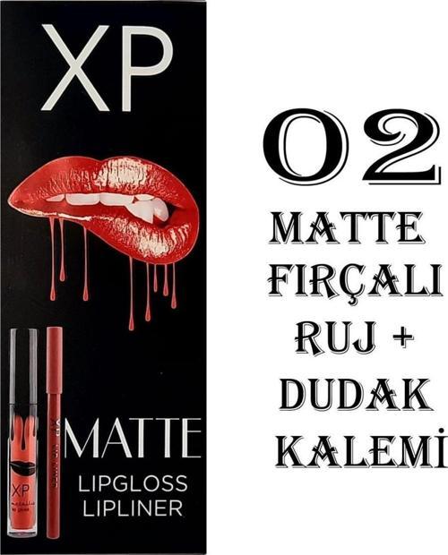 Matte Lip Gloss 02 Fırçalı Mat Ruj + Dudak Kalemi