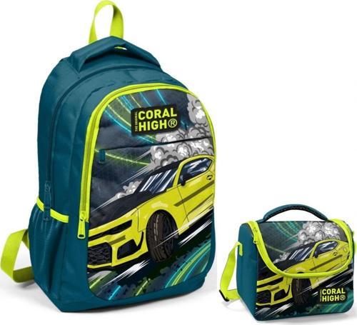 Nefti Sarı Araba Okul Sırt ve Beslenme Çantası Seti