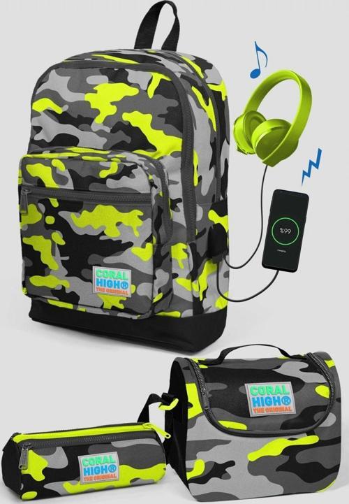Gri Kamuflaj Desenli Okul Çanta Seti - Erkek Çocuk