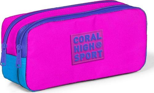 Sport İki Gözlü Pembe Mavi Kalem Çantası