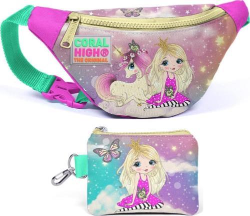 Su Yeşili Unicorn Bel Çantası ve Bozuk Para Çantası Seti - Kız Çocuk