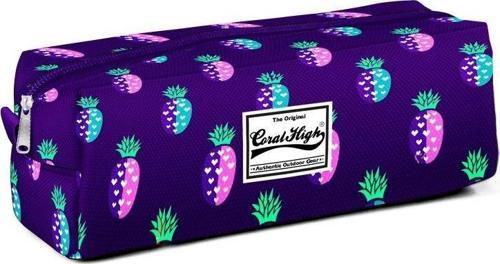 Tek Gözlü Mor Ananas Desenli Kalem Çantası - Kız