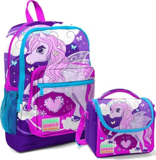 Mor Unicorn Kız Çocuk İlköğretim Okul Sırt Çantası ve Beslenme Çanta Seti