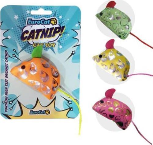 Organic Catnipli Kedi Oyuncağı Yaldızlı Fare Yeşil
