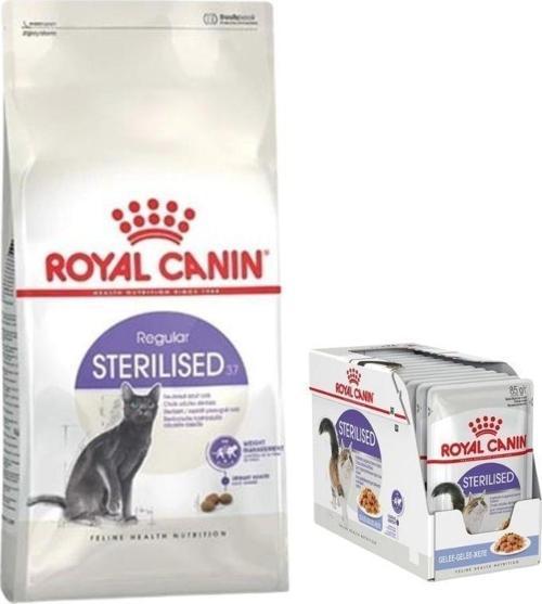 Sterilised 37 Kısırlaştırılmış Yetişkin Kedi Maması 15 Kg, Royal Canin Sterilised Jelly Yaş Mama x 12 Adet