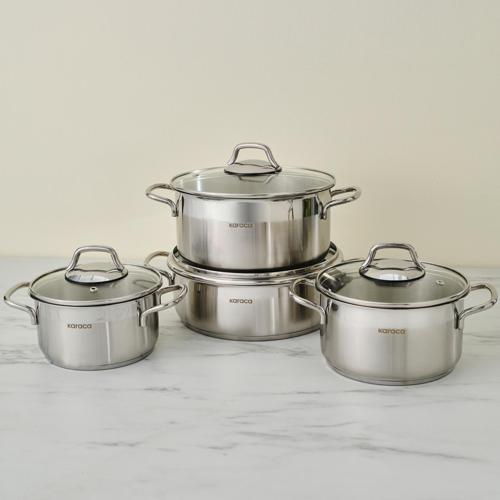 Belen İndüksiyon Tabanlı 8 Parça Çelik Tencere Seti