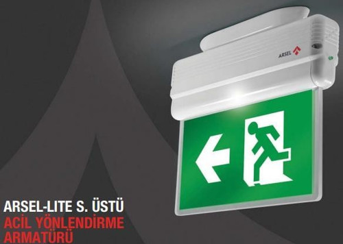 Arselite AE-1020-S Sıva Üstü Ledli Acil Çıkış Yönlendirme Armatürü Şebekeden Yanan 500 Lümen LED