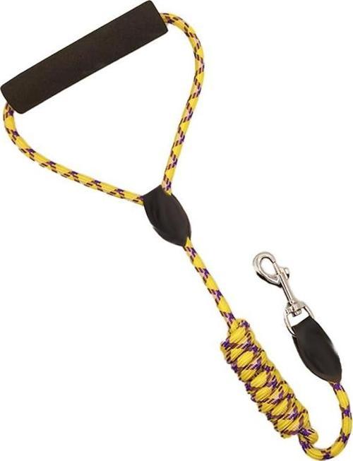 Zichen Lux Desenli Dokuma Kumaş Köpek Gezdirme Kayışı Sarı Mor Small
