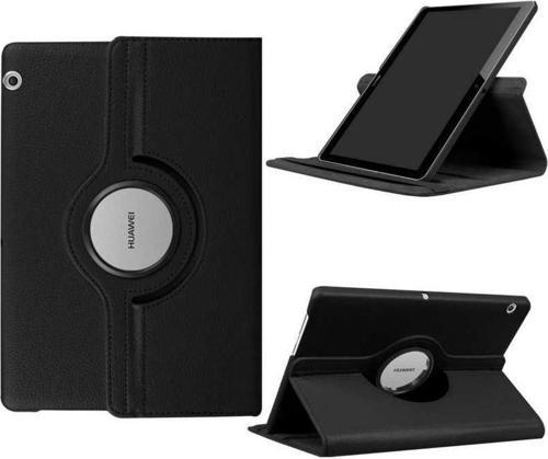 Huawei MediaPad T5 10 inç Kılıf 360 Derece Dönerli Yatay ve Dikey Standlı Deri Kılıf + 9H Nano Ekran Koruyucu