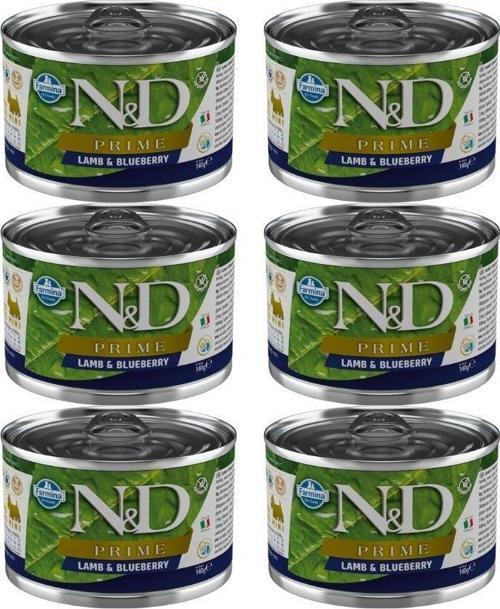 Prime Kuzu ve Yabanmersinli Tahılsız Mini Irk Yetişkin Köpek Konservesi 140 Gr x 6 Adet